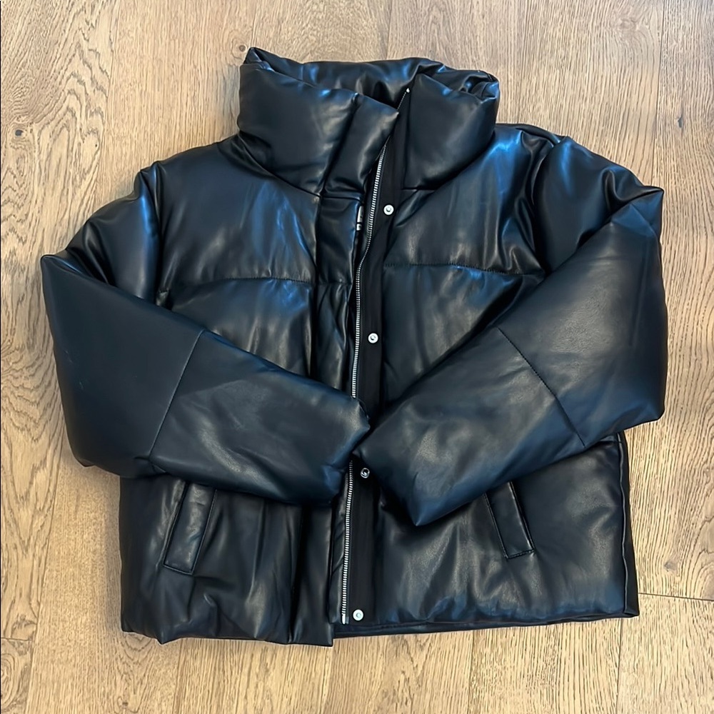 NWT A&F Vegan Leather Mini Puffer
